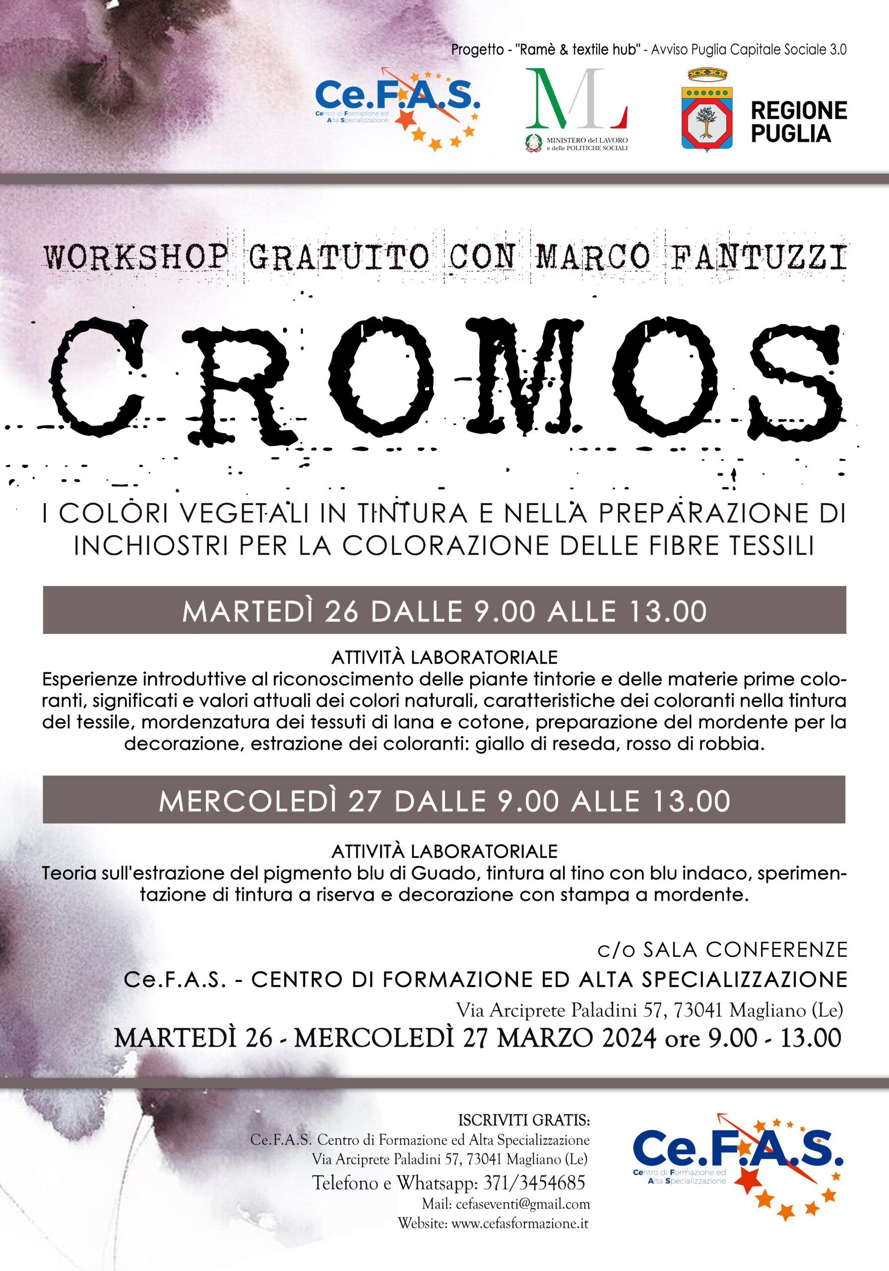 Workshop gratuito CROMOS con Marco Fantuzzi