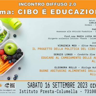 CIBO E’ EDUCAZIONE – Secondo incontro diffuso prog. CIBO COMUNE